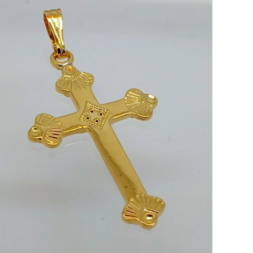 Karatbond Vintage Y2K Gold Ornate Cross Necklace Pendant Made in USA NOS Faith